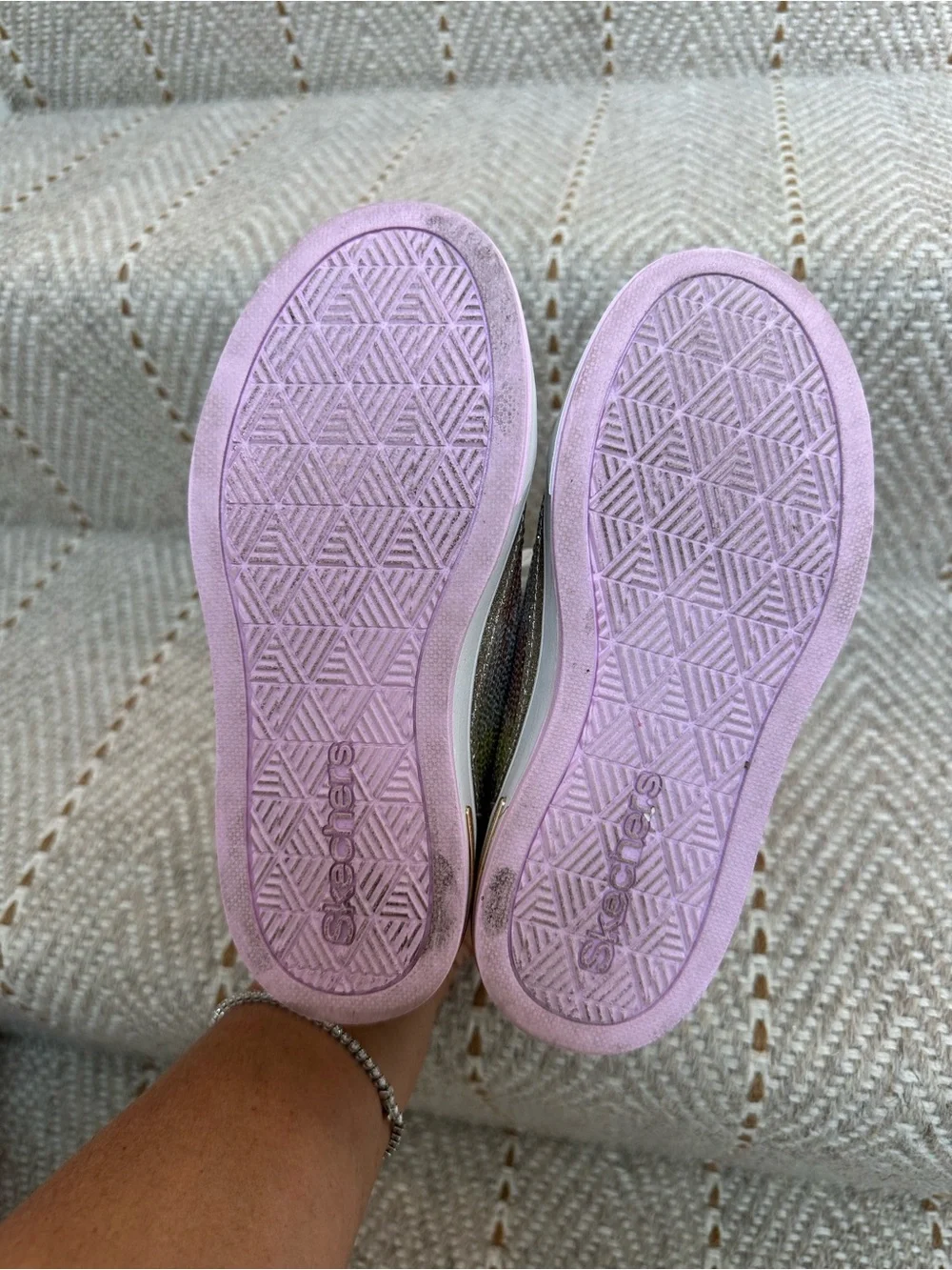 Skechers Girls Gold Sequin High-Top Sneakers with Pink Accents